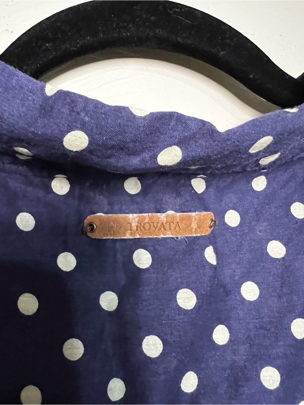 Birds of Paradis by Trovata Blue White Polka Dot Lace Back Pop Over Blouse - Picture 14 of 14
